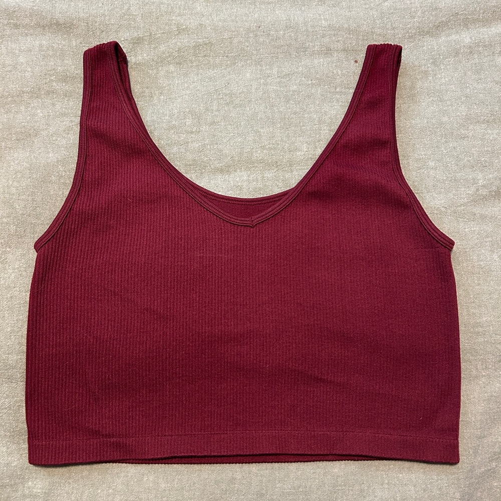 Burgundy Ribbed Crop Top